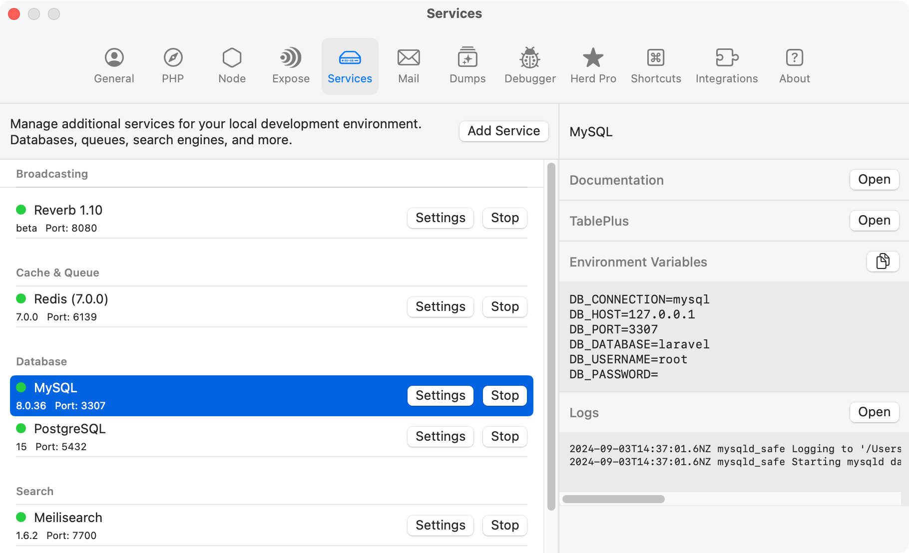 MySQL Sidebar