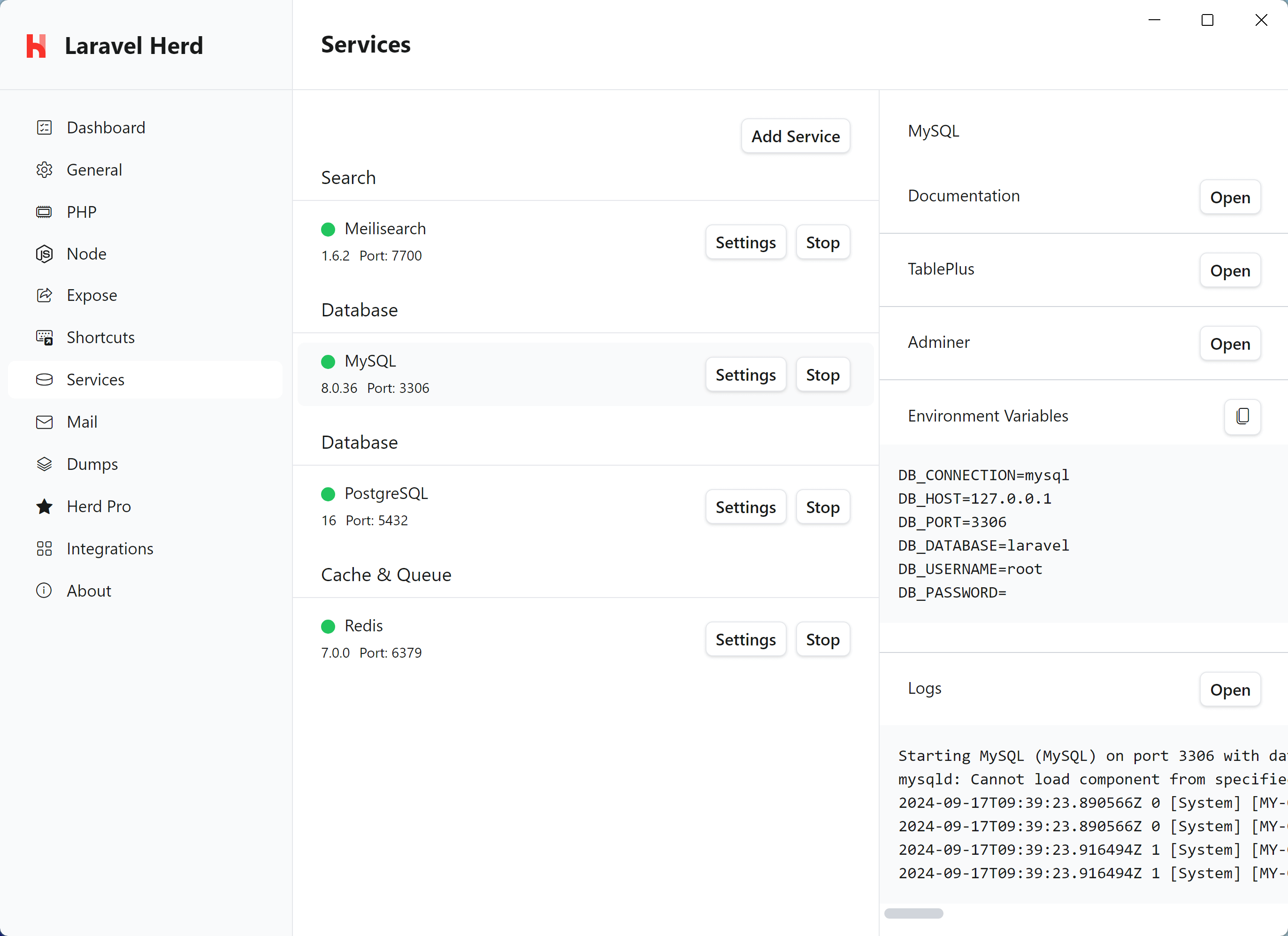 MySQL Sidebar